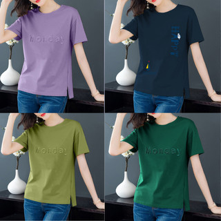 Áo thun nữ chất cotton áo phông đẹp rẻ mùa hè mặc mát phom rộng tay lỡ - hình monday