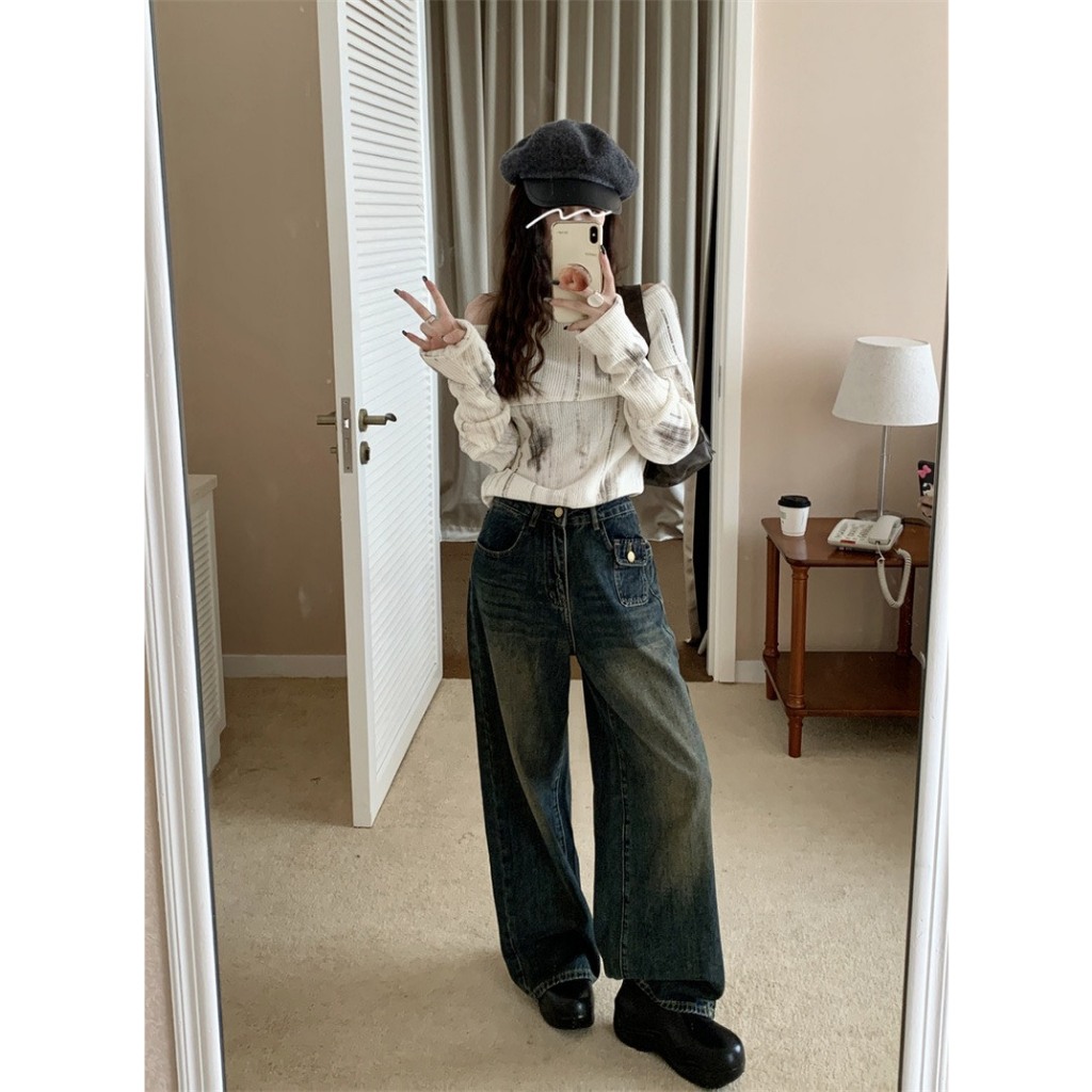 Hiin - Quần Jeans Retro túi hộp 5418