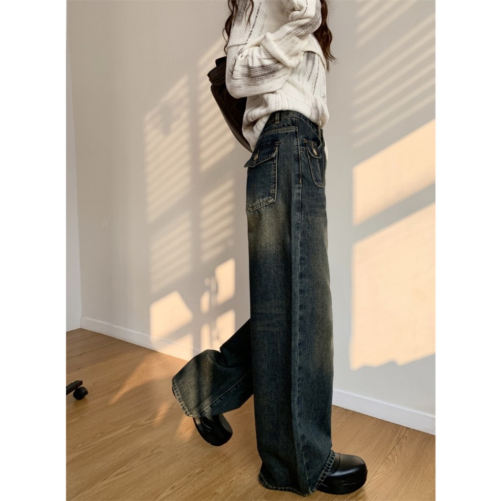 Hiin - Quần Jeans Retro túi hộp 5418
