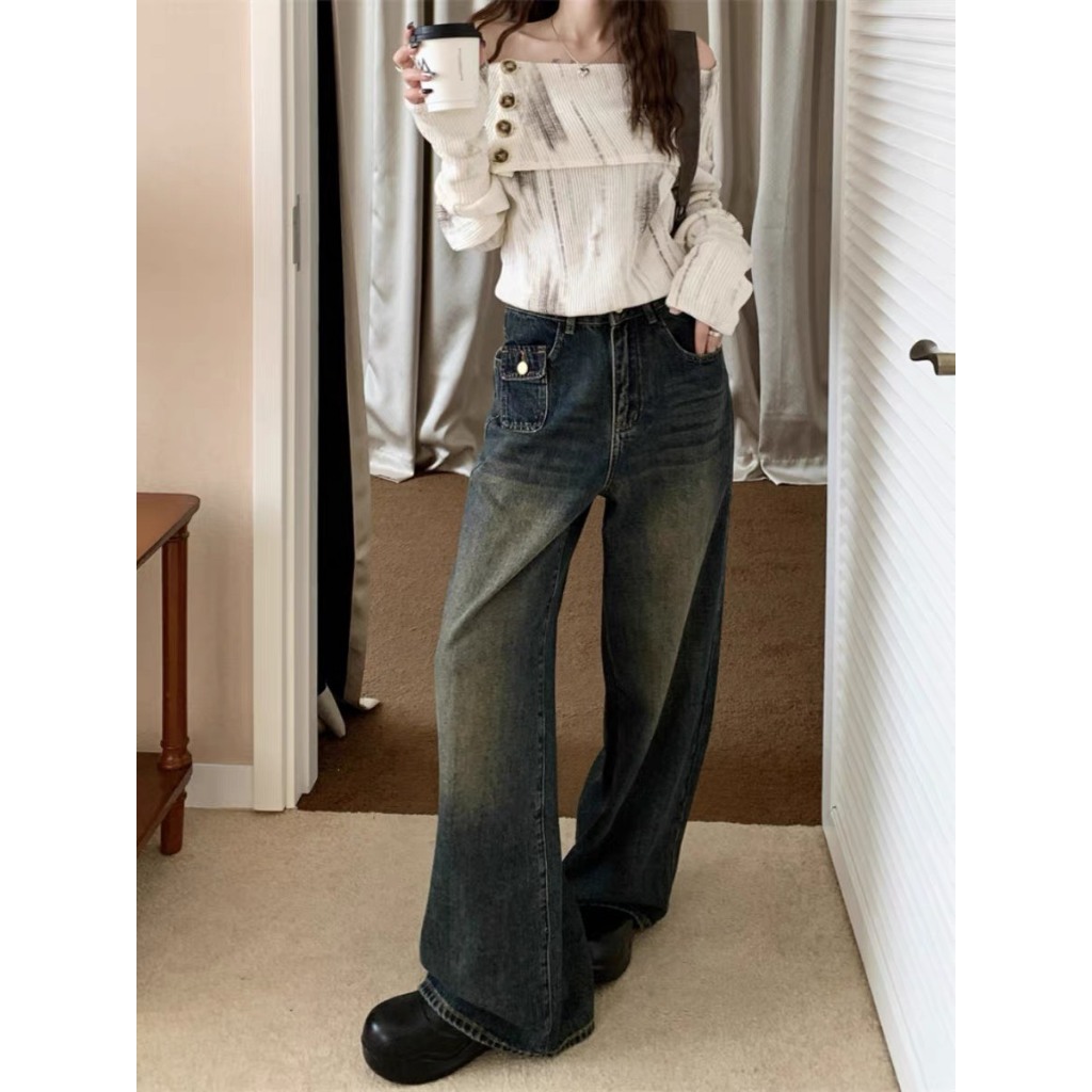Hiin - Quần Jeans Retro túi hộp 5418