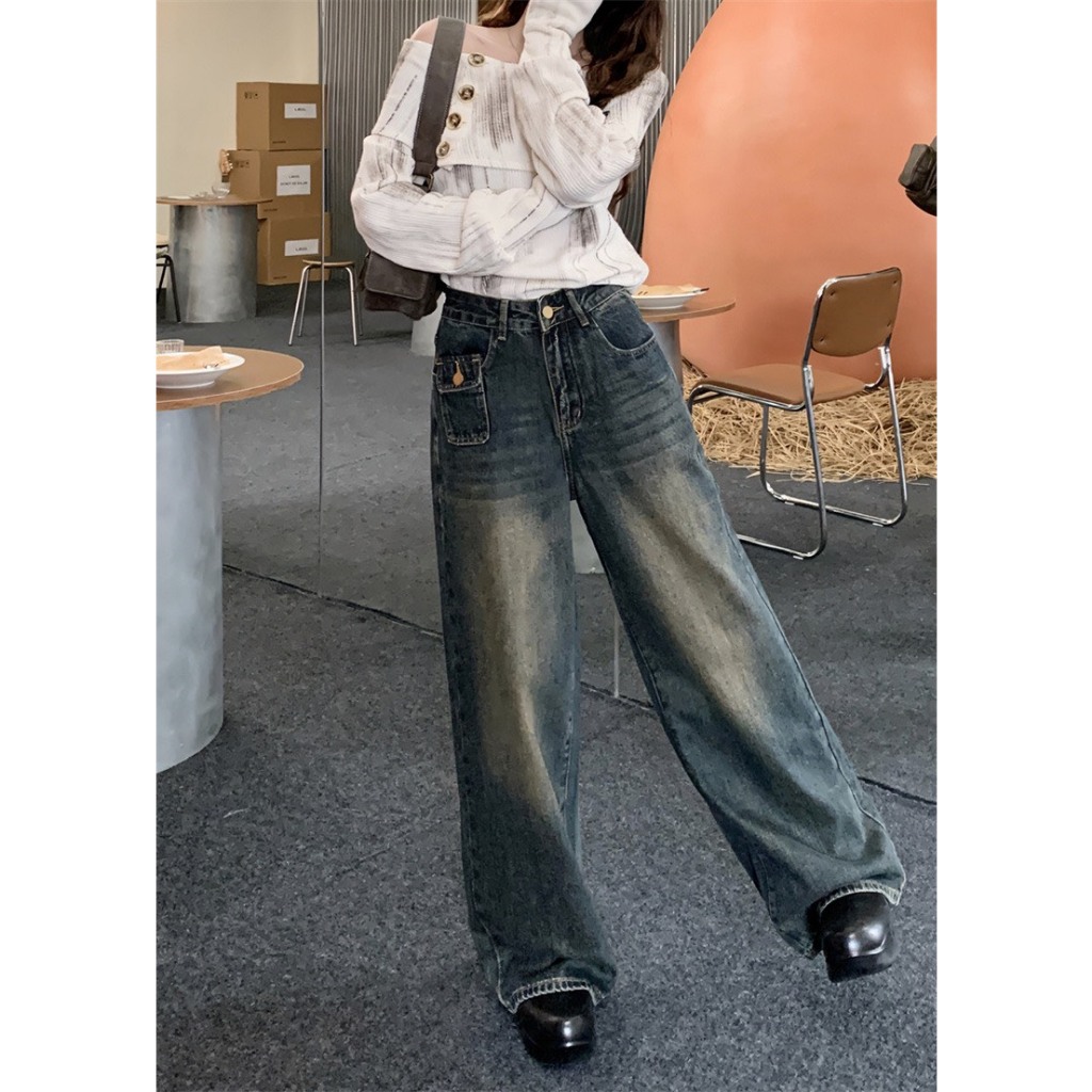 Hiin - Quần Jeans Retro túi hộp 5418
