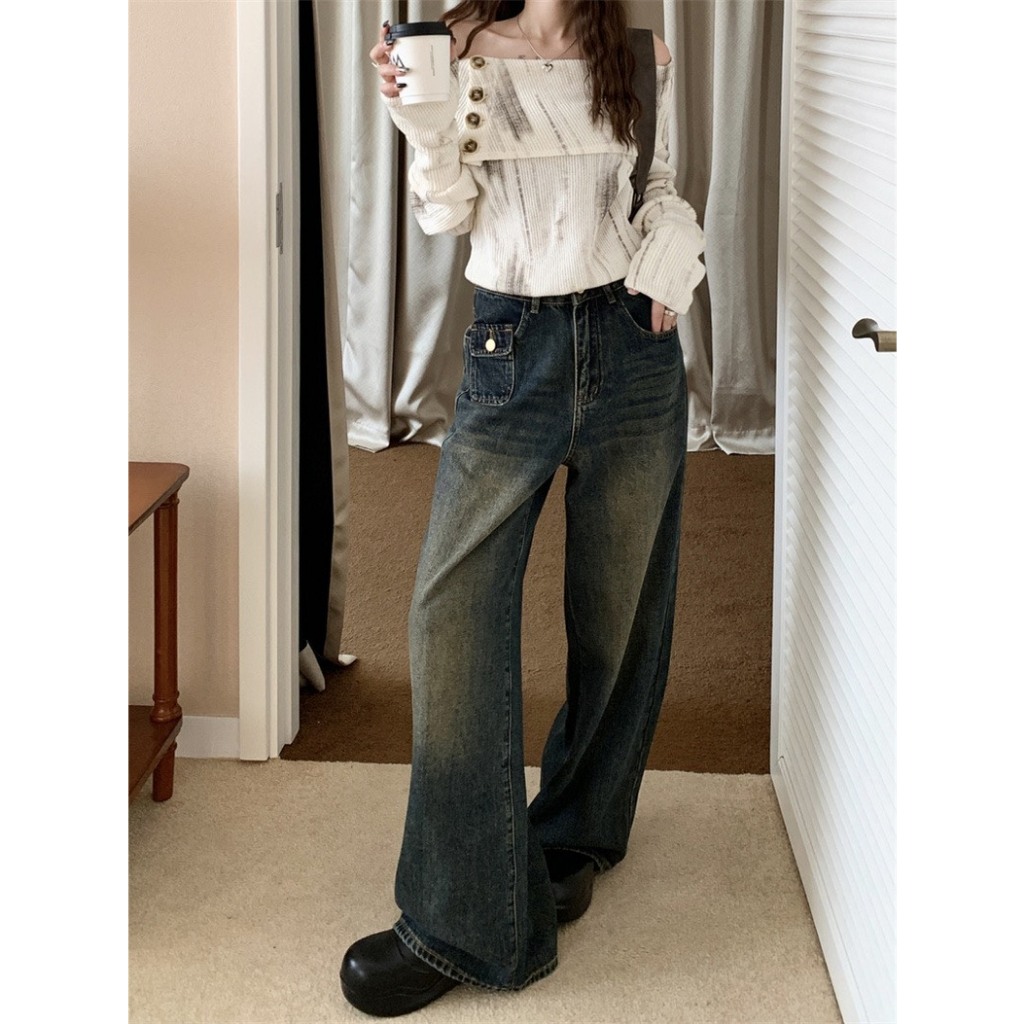 Hiin - Quần Jeans Retro túi hộp 5418