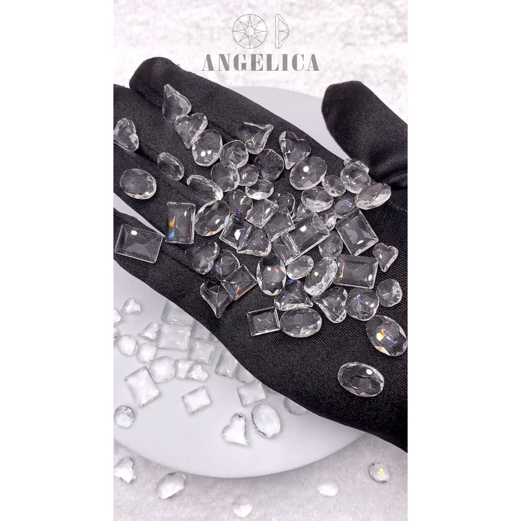 Set mix đá khối thủy tinh nail chân vàng trang trí móng ANGELICA SDK50 SKMN