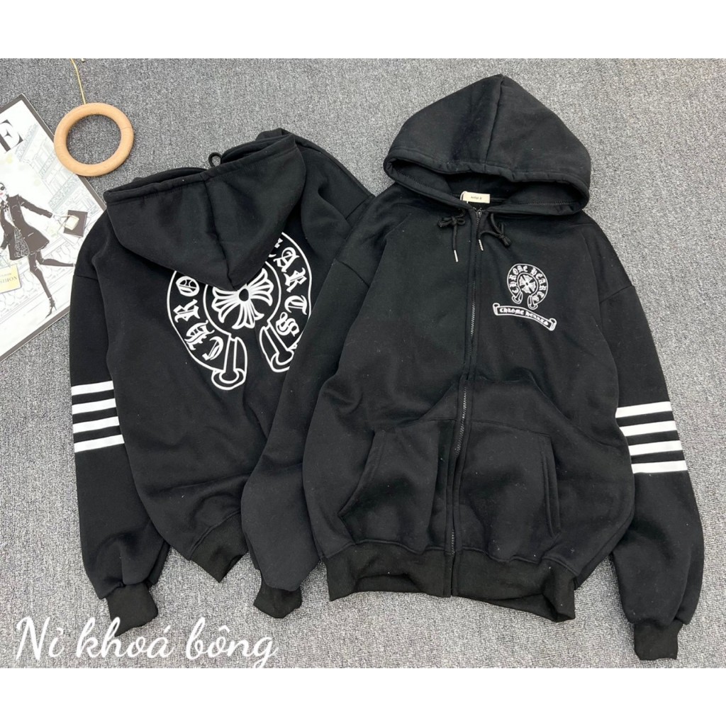 Áo Hoodie Zip UNISEX , Áo Hoodie Nỉ Crome Chữ Thập In 5D Siêu HOT N02