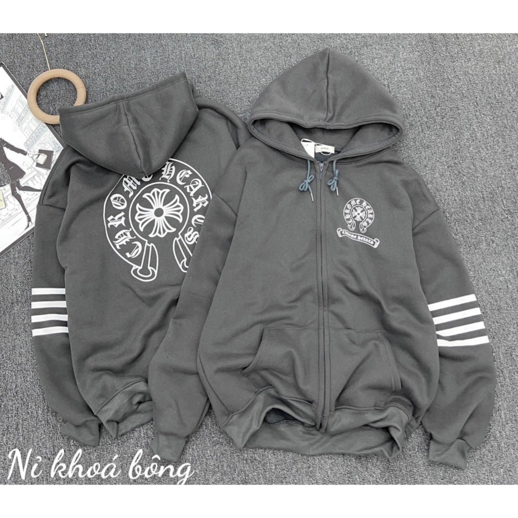 Áo Hoodie Zip UNISEX , Áo Hoodie Nỉ Crome Chữ Thập In 5D Siêu HOT N02