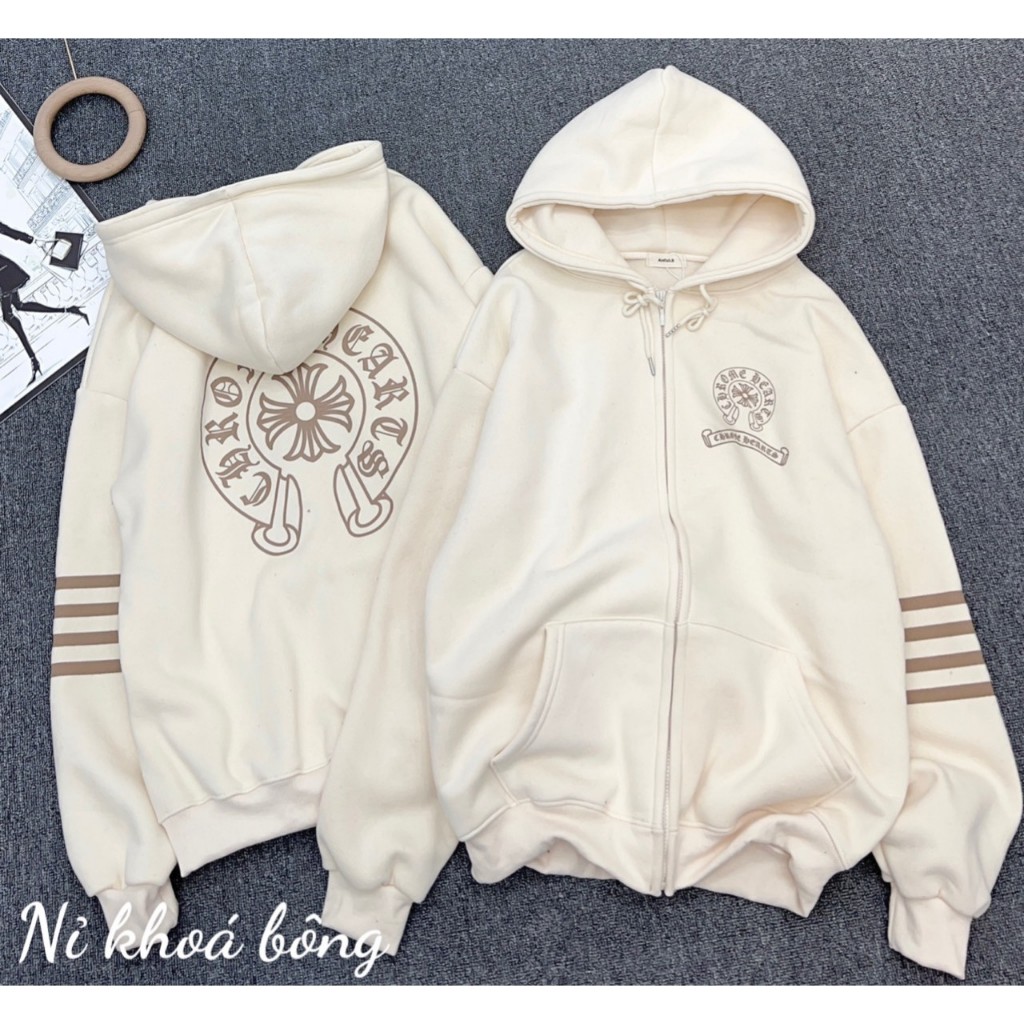 Áo Hoodie Zip UNISEX , Áo Hoodie Nỉ Crome Chữ Thập In 5D Siêu HOT N02