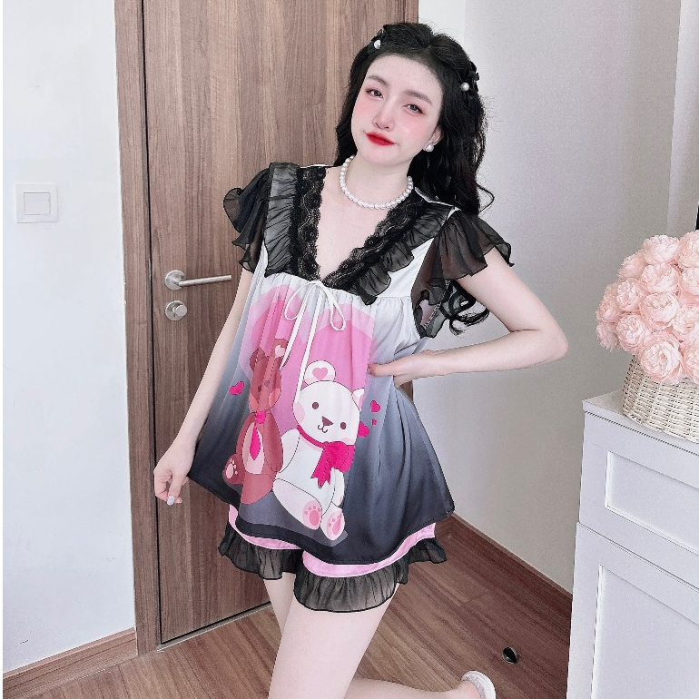 Đồ ngủ sexy SOJUN Đùi Latin Thiết Kế Phối Tơ Ánh  1 size 45 - 65Kg