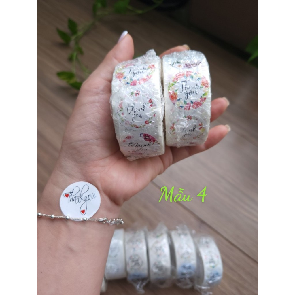 Tem dán Thank you tem lời khen cuộn 500 tem