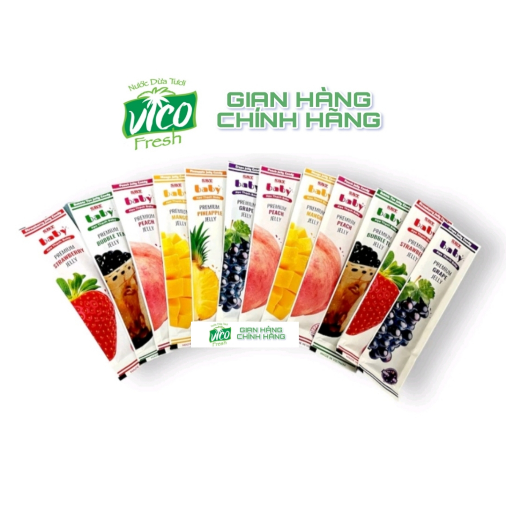 Gói 12 cây kẹo thạch zai Baby đủ vị ăn vặt