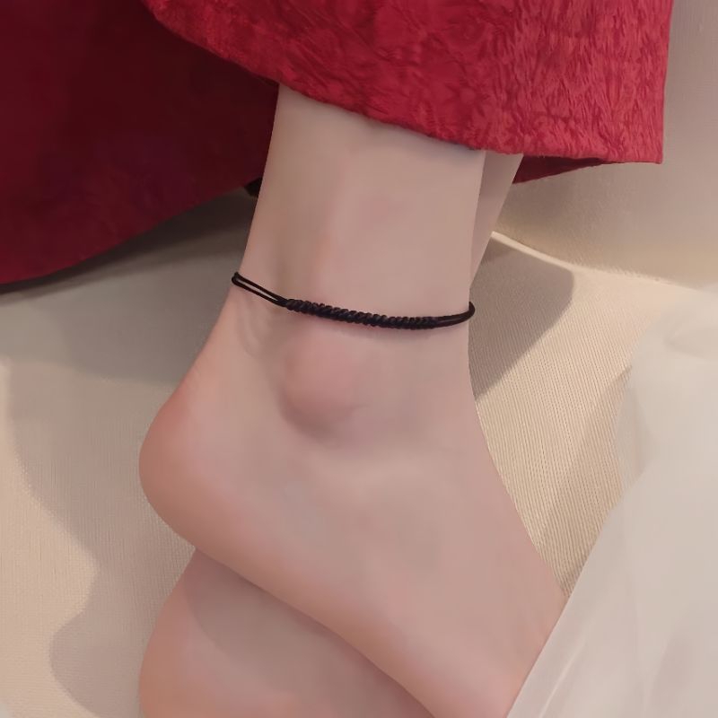 Lắc chân, vòng đeo chân dây đỏ và đen thời trang, cá tính cho nam và nữ