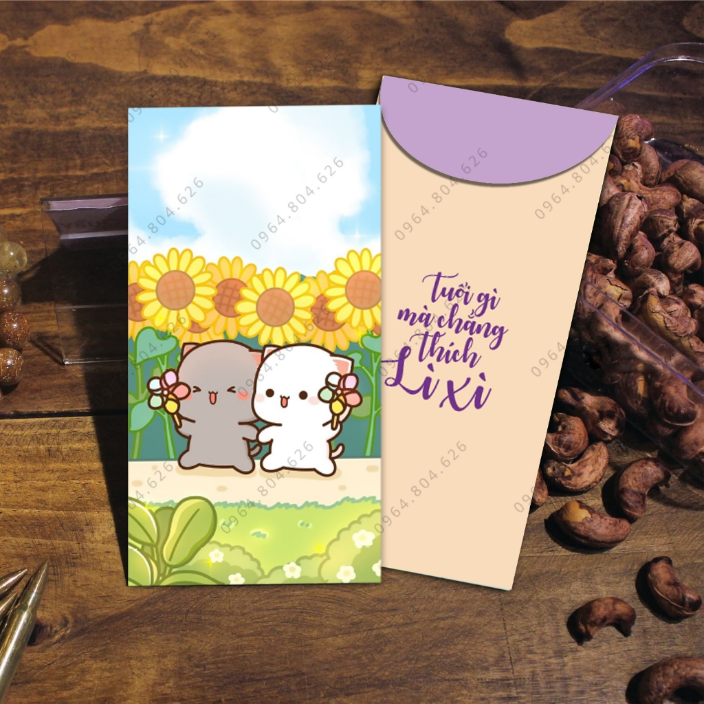 Bao lì xì 2024 đẹp tết cute dễ thương HÌNH GẤU đáng yêu bộ 6 chiếc HÀNG LOẠI 1