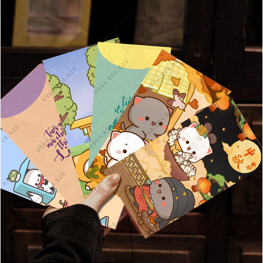 Bao lì xì 2024 đẹp tết cute dễ thương HÌNH GẤU đáng yêu bộ 6 chiếc HÀNG LOẠI 1