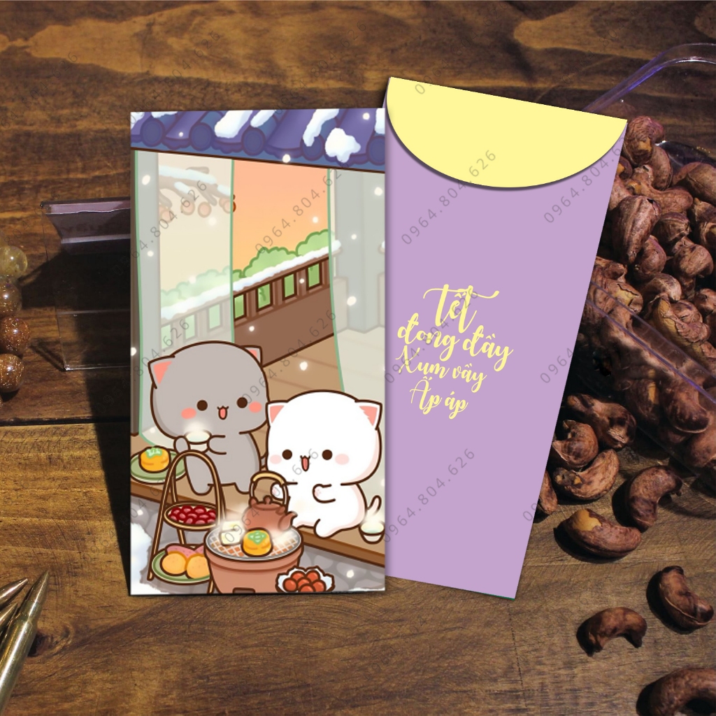 Bao lì xì 2024 đẹp tết cute dễ thương HÌNH GẤU đáng yêu bộ 6 chiếc HÀNG LOẠI 1