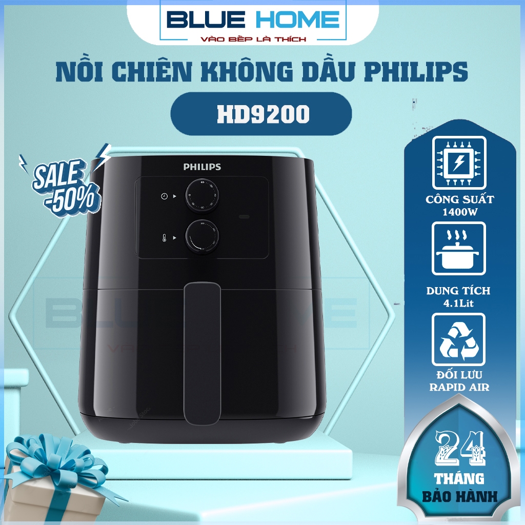 Nồi chiên không dầu PHILIPS HD9200/90, 4.1Lit - 1400W, Hàng Chính Hãng