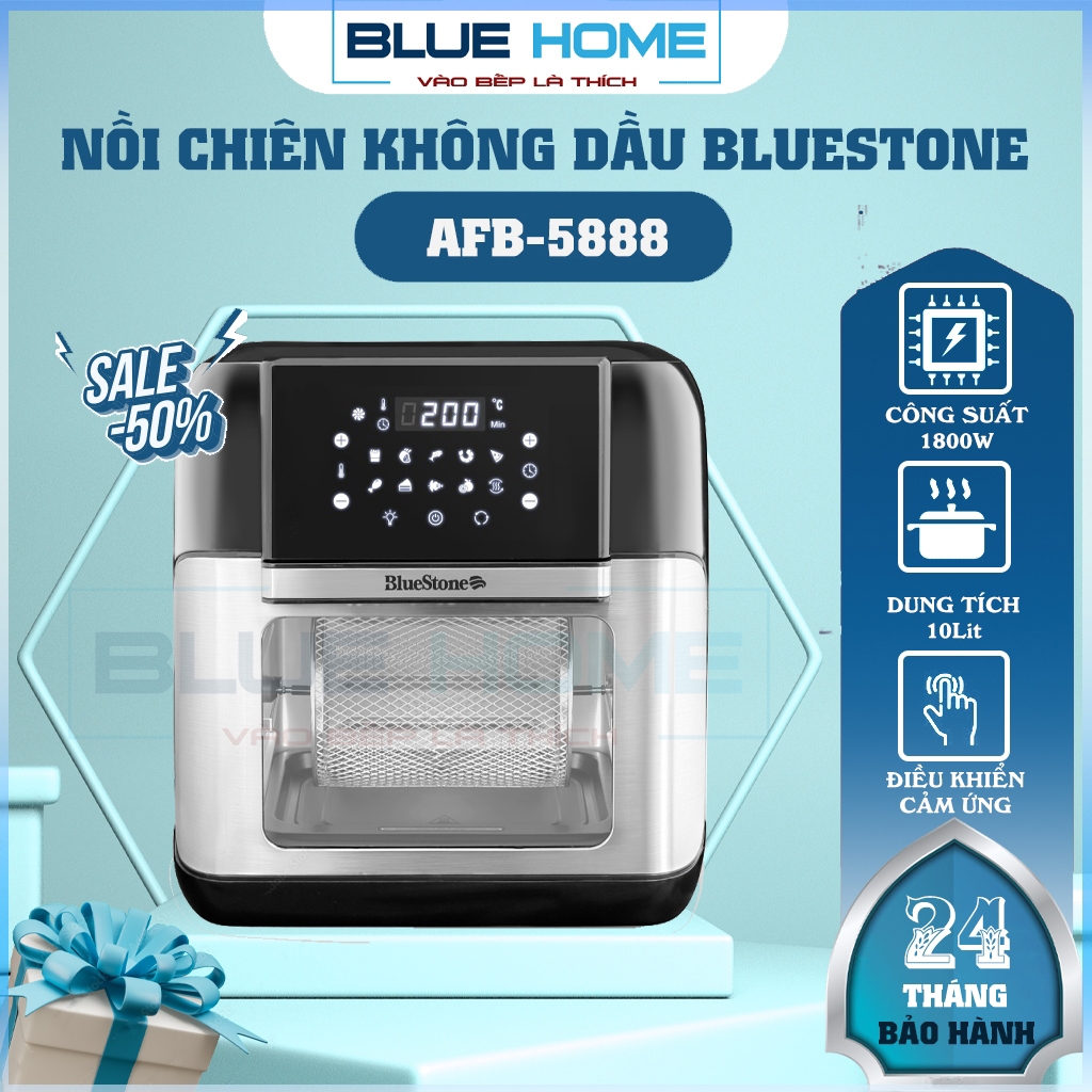Nồi Chiên Không Dầu BlueStone AFB-5888, 1800w -10Lit 9 chương trình cài đặt sẵn, Hàng Chính Hãng