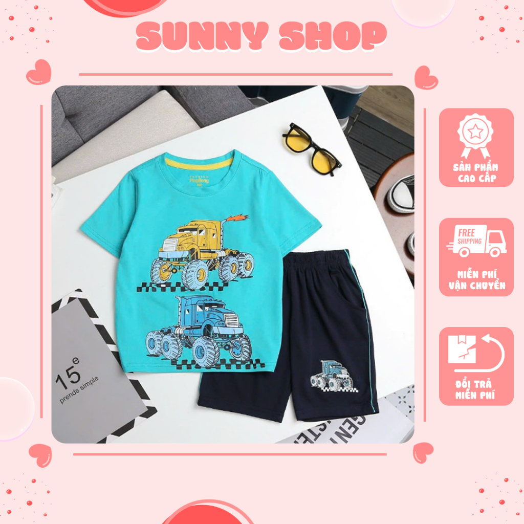Bộ Thun Cho Bé SUNNY SHOP - Set PINGBONG Quần Túi Phối Lé Theo Áo Đẳng Cấp, Hình In Champ Form Trung