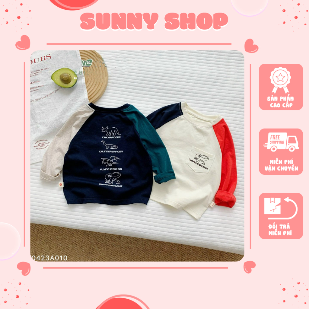 SUNNY SHOP - Áo Phông Dài Tay Ráp Lăng Mềm Mịn Cho Bé Trai 10kg Đến 20kg