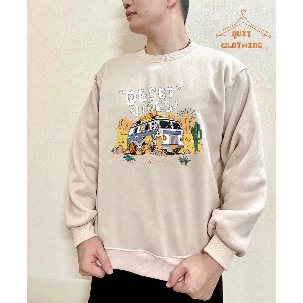 Áo sweater nỉ bông nam nữ Deset viber, form rộng unisex thu đông, ấm áp