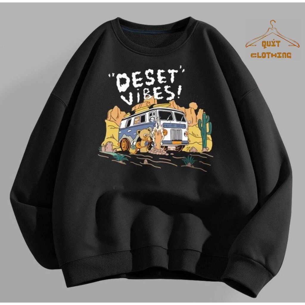 Áo sweater nỉ bông nam nữ Deset viber, form rộng unisex thu đông, ấm áp