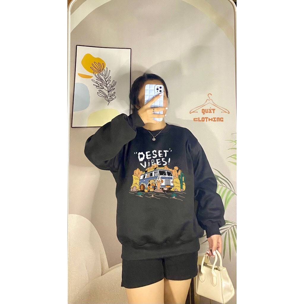 Áo sweater nỉ bông nam nữ Deset viber, form rộng unisex thu đông, ấm áp