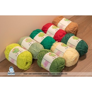 Combo 8 cuộn len milk cotton mianbao móc cây thông noel
