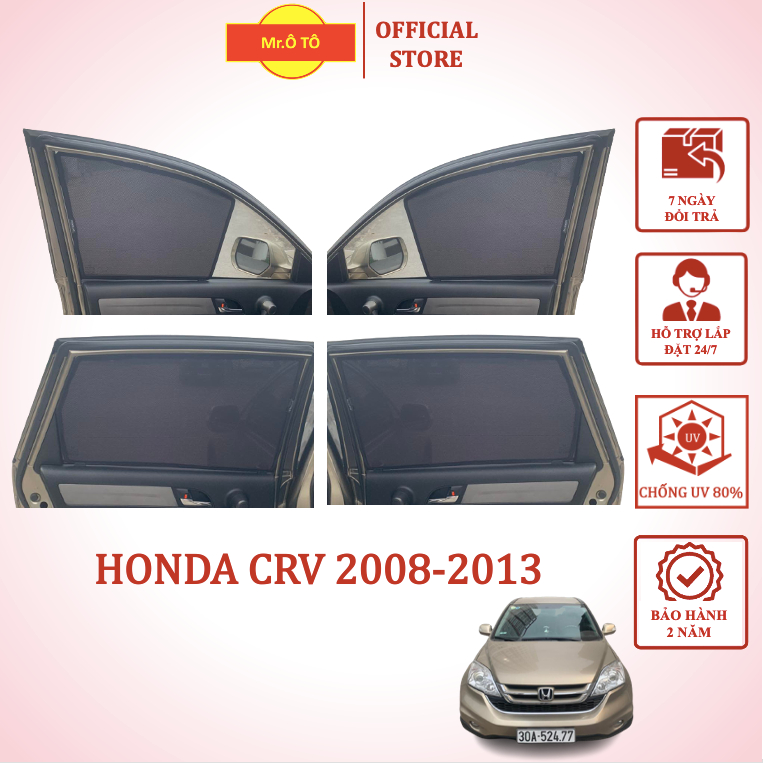 Rèm Che Nắng chống UV Xe Honda CRV 2008-2014 Hàng Loại 1 MR.ÔTÔ -Bảo Hành 2 Năm