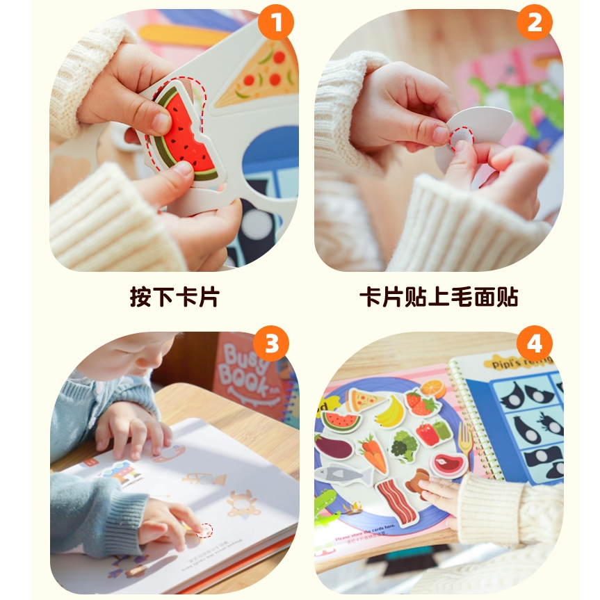 Đồ chơi busy book chính hãng Pinwheel bé vừa chơi bóc dán vừa học tiếng Anh Trung song ngữ Montessori giáo dục sớm