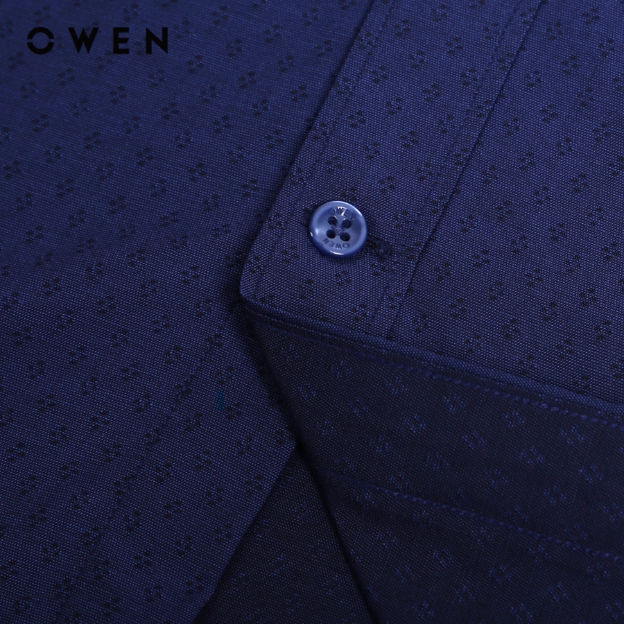 OWEN - Áo sơ mi dài tay Regular Fit màu Navy chất liệu Bamboo - AR230198D