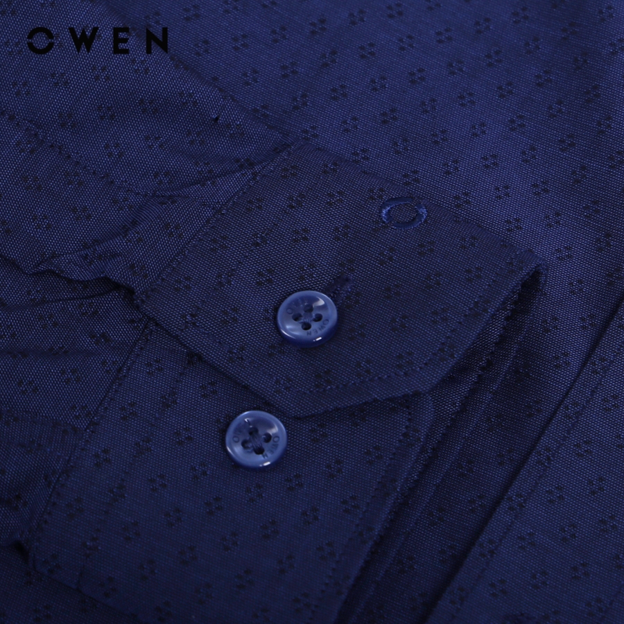 OWEN - Áo sơ mi dài tay Regular Fit màu Navy chất liệu Bamboo - AR230198D