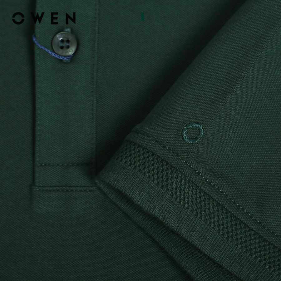 OWEN - Áo polo ngắn tay Body Fit màu Xanh rêu chất liệu CVC Spandex - APV233210