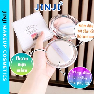 Phấn phủ kiềm dầu Geo Sempre Ngọc trai Happy & Please Pact Hàn Quốc giúp da mịn trắng sáng
