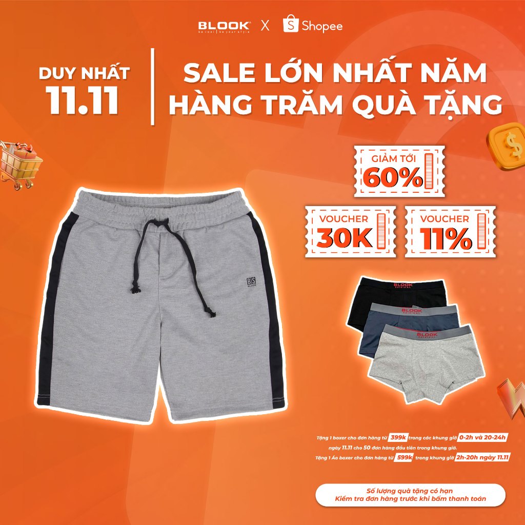 Quần thể thao nam BLOOK màu xám muối co dãn, thoải mái mã 42800