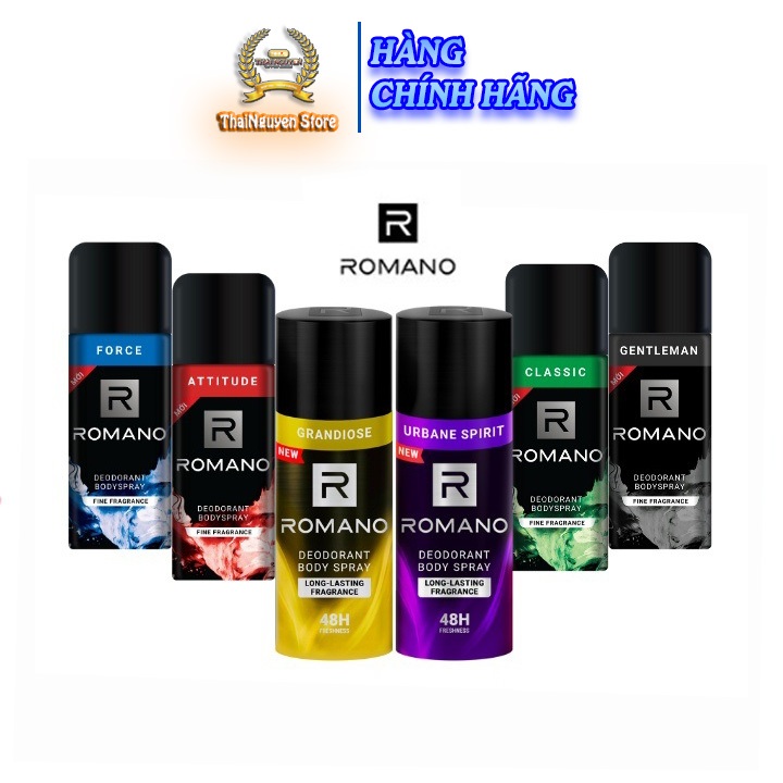Lăn Và Xịt Khử Mùi Toàn Thân ROMANO Hương Nước Hoa - Kháng Khuẩn, Ngăn Đổ Mồ Hôi, Mạnh Mẽ Nam Tính