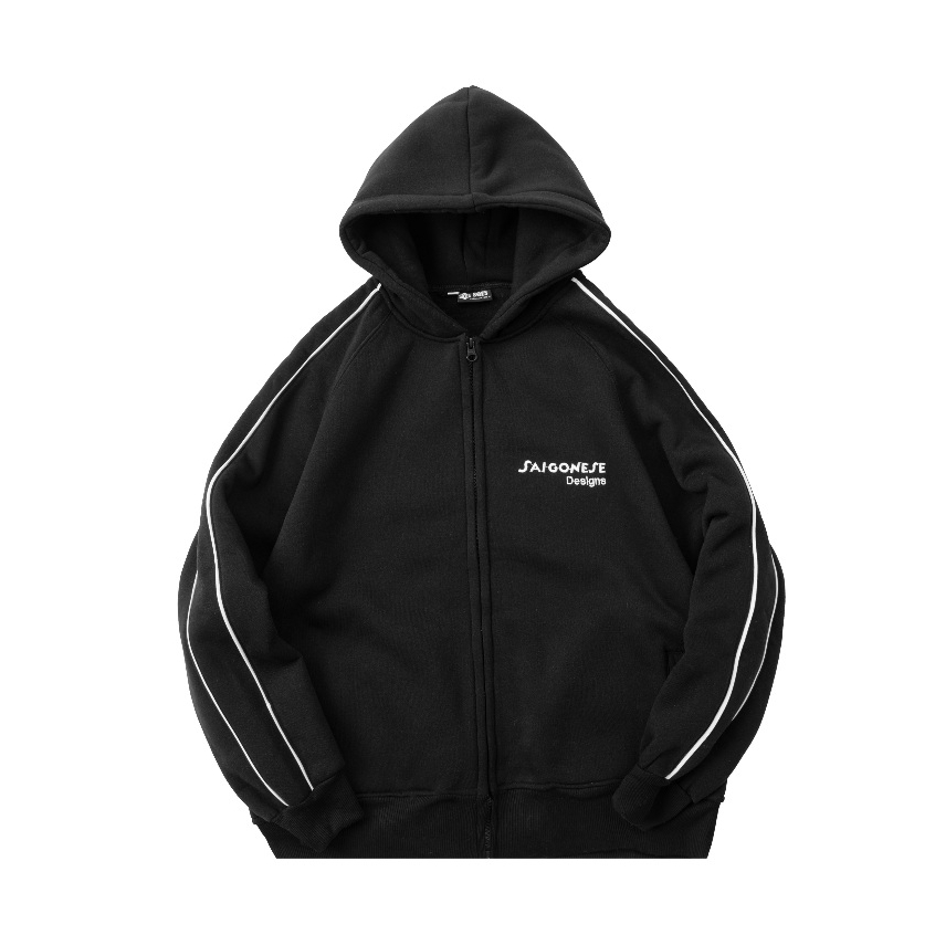 Áo Hoodie Zip SAIGONESE Local Brand Unisex Form Rộng Nam Nữ / Đen