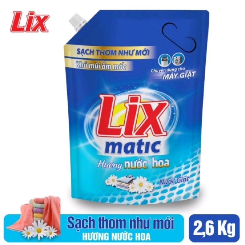 Nước giặt Lix matic 2.6kg dành cho máy giặt cửa trước và cửa trên