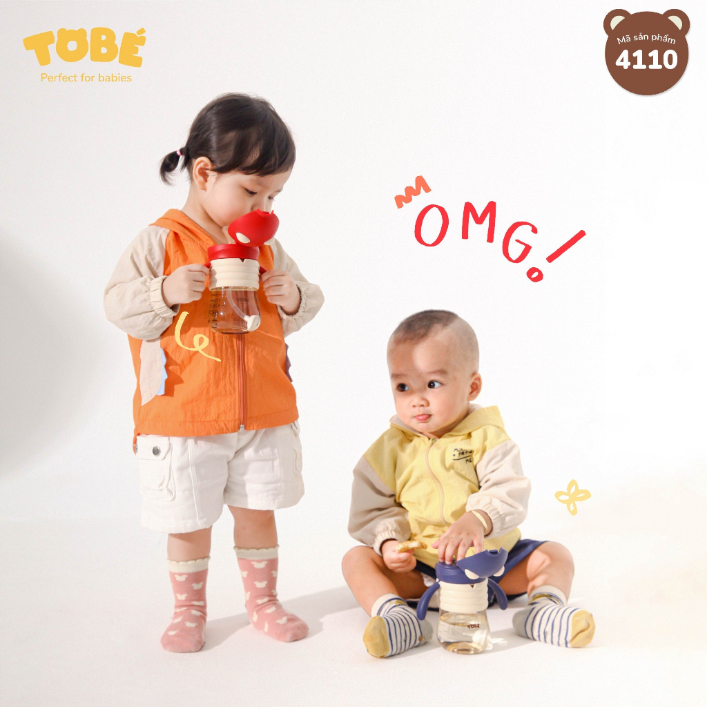 TOBE Bình Uống Nước LEON 300 ml Chất Liệu PPSU Có Nắp Ống Hút Van Chống Sặc Hút Nhiều Điểm An Toàn Nhỏ Gọn