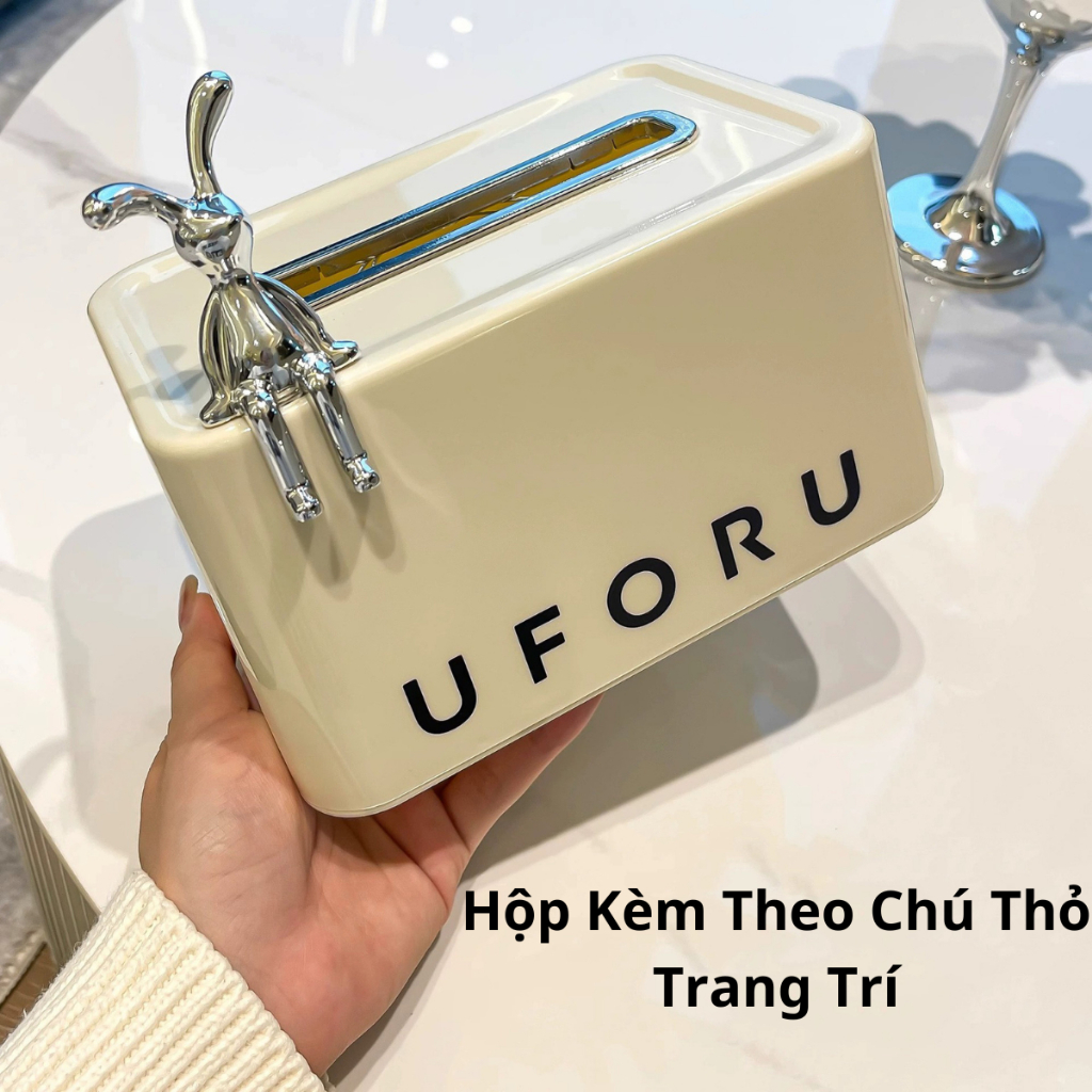 Hộp đựng giấy ăn Uforu sang trọng để bàn dạng rút, có thể làm đồ decor trang trí phong cách Hàn Quốc - UF482