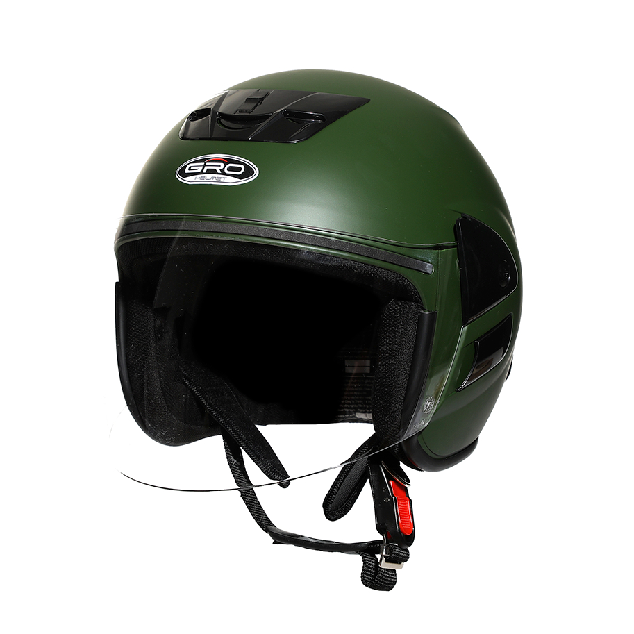 Mũ Bảo Hiểm 3/4 đầu GRO Helmet V2 có kính, kiểu dáng Honda trẻ trung cho nam và nữ, khóa kim loại chắc chắn - Nhiều màu