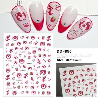 Sticker nail gấu dâu trang trí nail