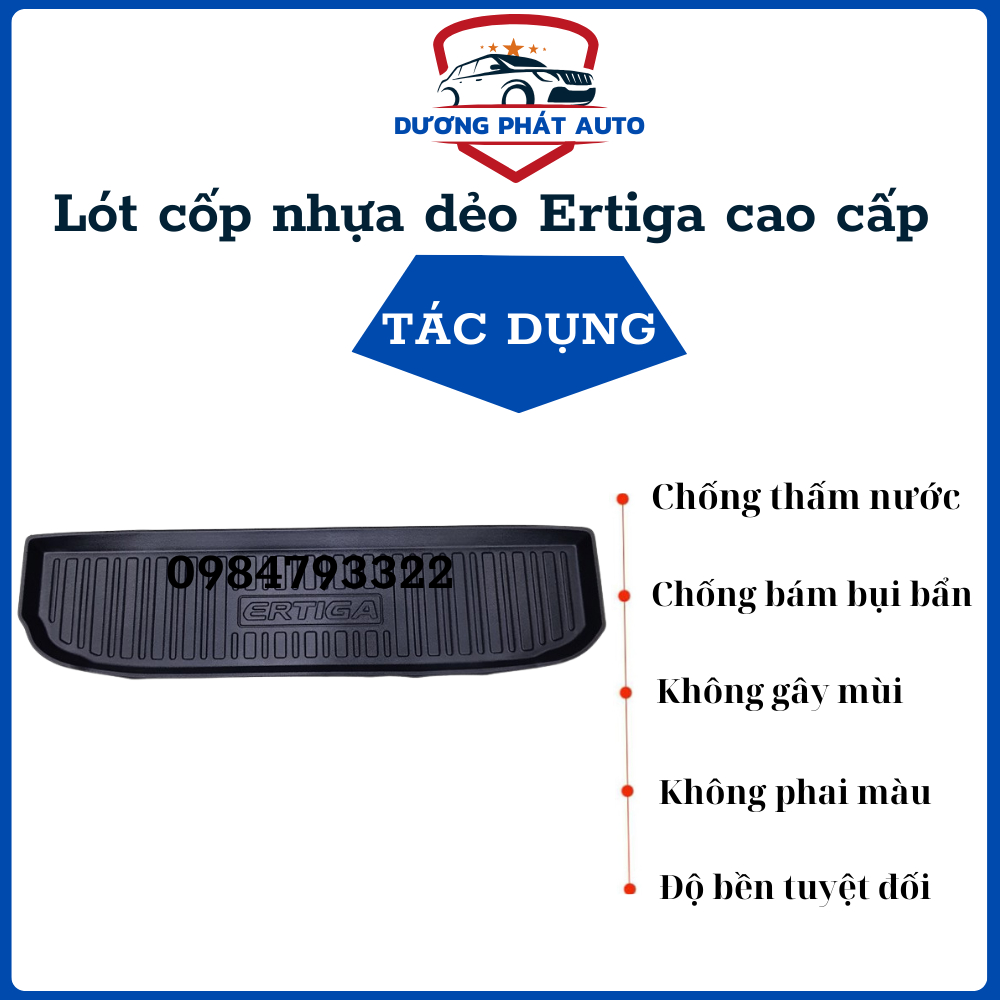 Lót cốp xe Suzuki Ertiga 2019- 2023 chất liệu TPO cao cấp - Nhựa dẻo