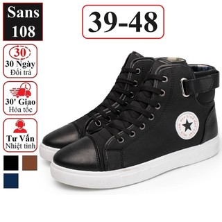 Giày boot nam tăng chiều cao 6cm Sans108 giầy boots big size bigsize 48 47 46 45 boost cổ bốt đế độn xanh than đen nâu
