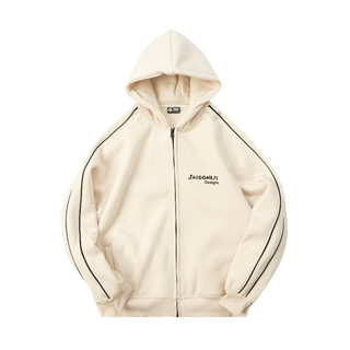 Áo khoác hoodie zip saigonese thun nỉ form rộng nam nữ / kem