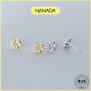 Bông Tai Bạc 925 Hanada Bốn Hạt Đá 0657 C14