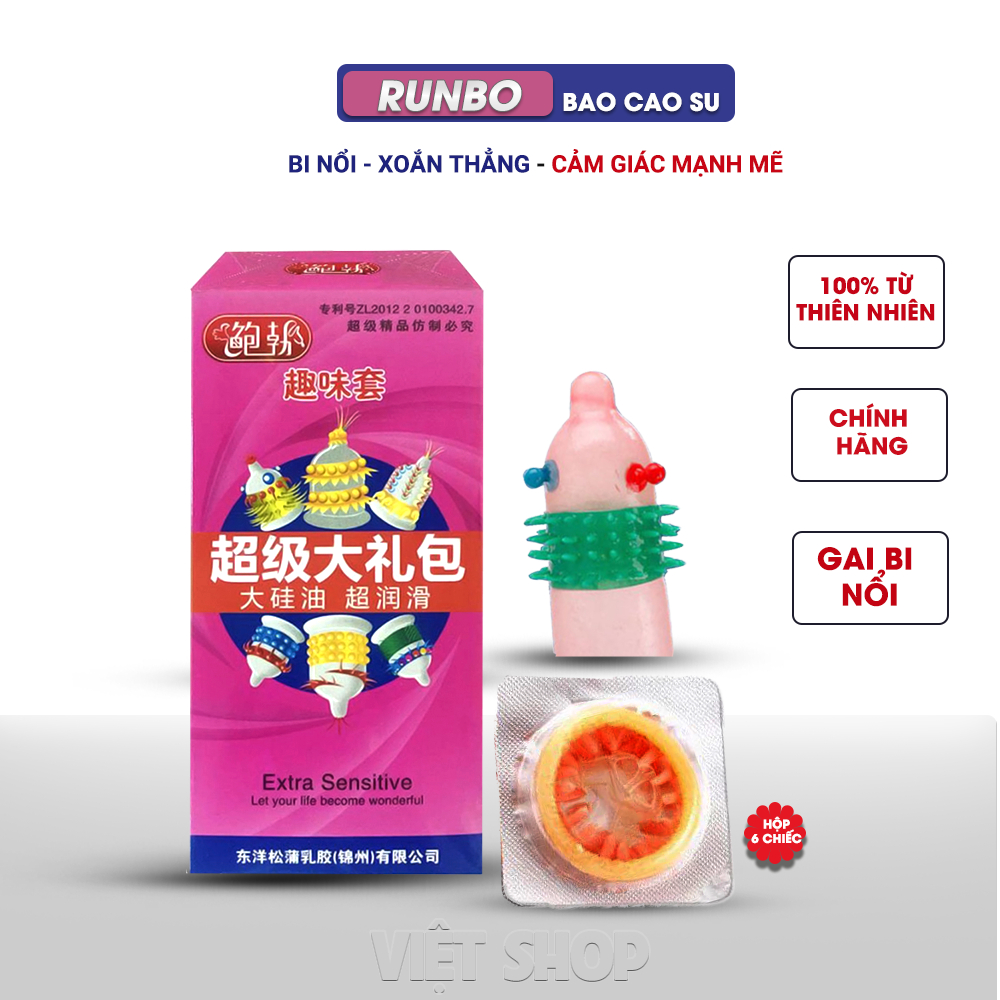 [Mua 5 Tặng 1 Hộp] Bao cao su Runbo, BCS Gai Bi Râu, Tăng Khoái Cảm, Kéo Dài Thời Gian. Blue shop 247