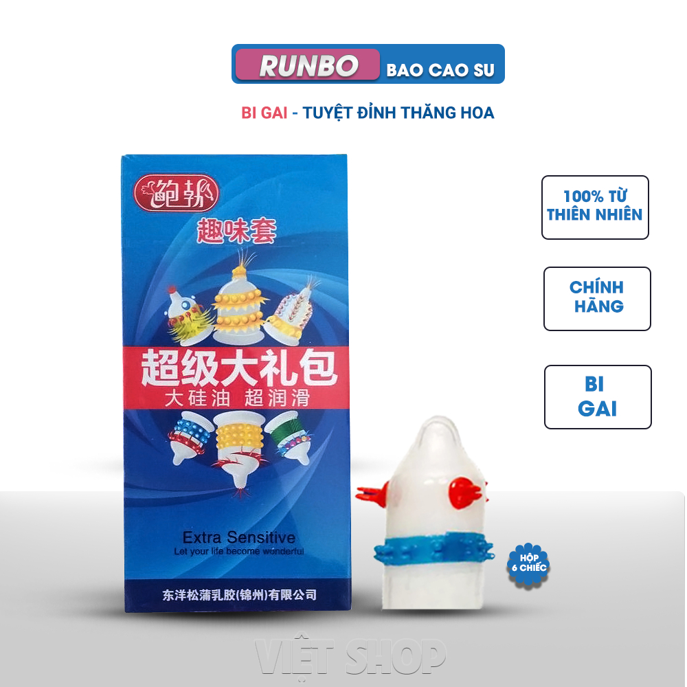 [Mua 5 Tặng 1 Hộp] Bao cao su Runbo, BCS Gai Bi Râu, Tăng Khoái Cảm, Kéo Dài Thời Gian. Blue shop 247