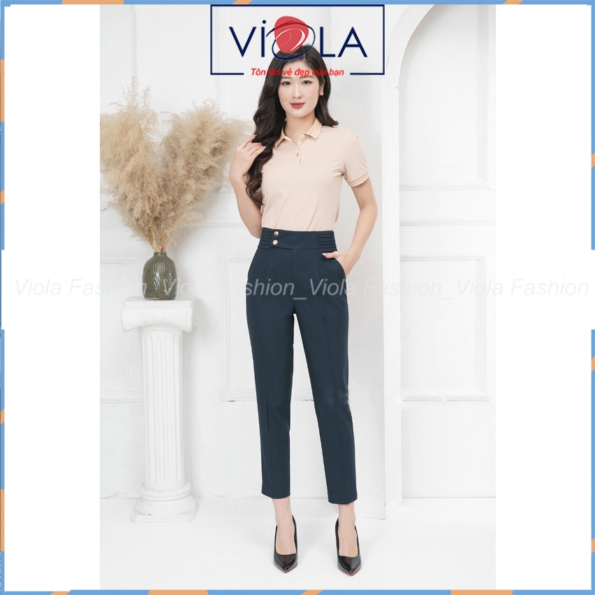 Quần tây nữ lưng cao dáng baggy Viola cạp 2 cúc đồng,dáng trẻ trung, tôn dáng, chất vải cao cấp không nhăn nhàu- Q1660