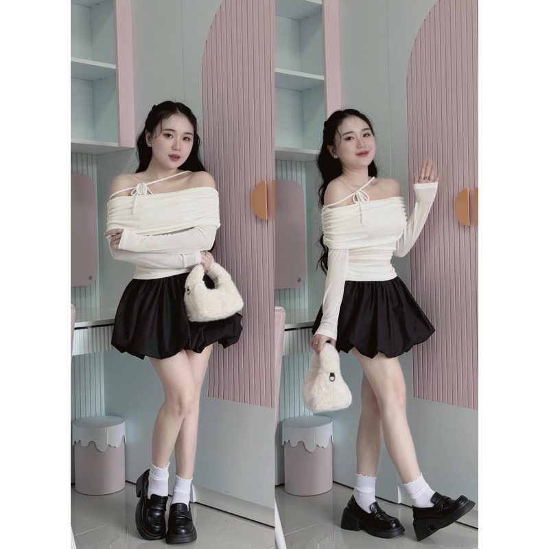 SET TRỄ VAI BLING KÈM VÁY BÍ