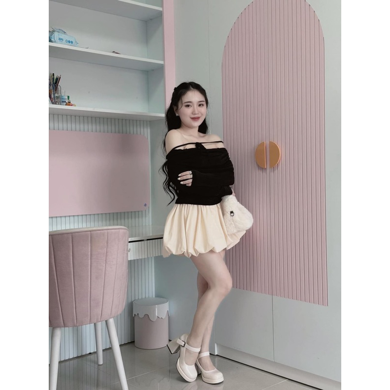 SET TRỄ VAI BLING KÈM VÁY BÍ