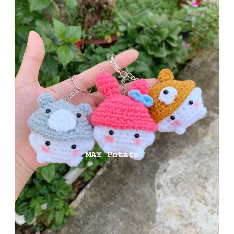 Móc khoá bé nấm len nhiều hình dáng siêu đáng yêu