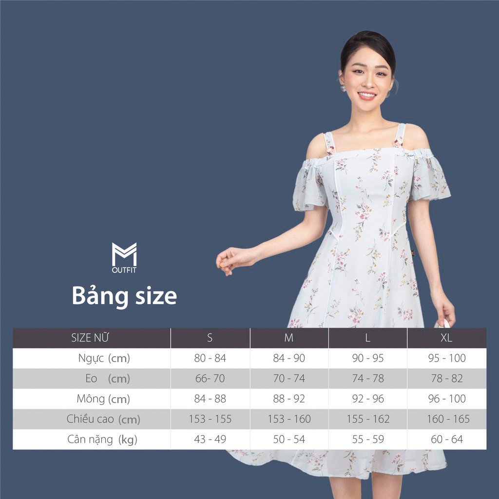 Đầm dáng xòe, cổ dập ly MMOutfit DA1222559